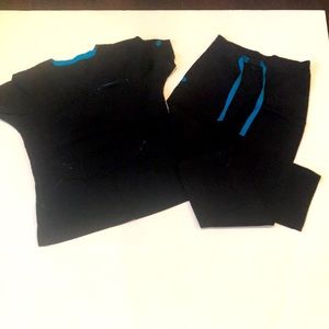 Black Bio Scrubs Top sz S, bottoms XSP